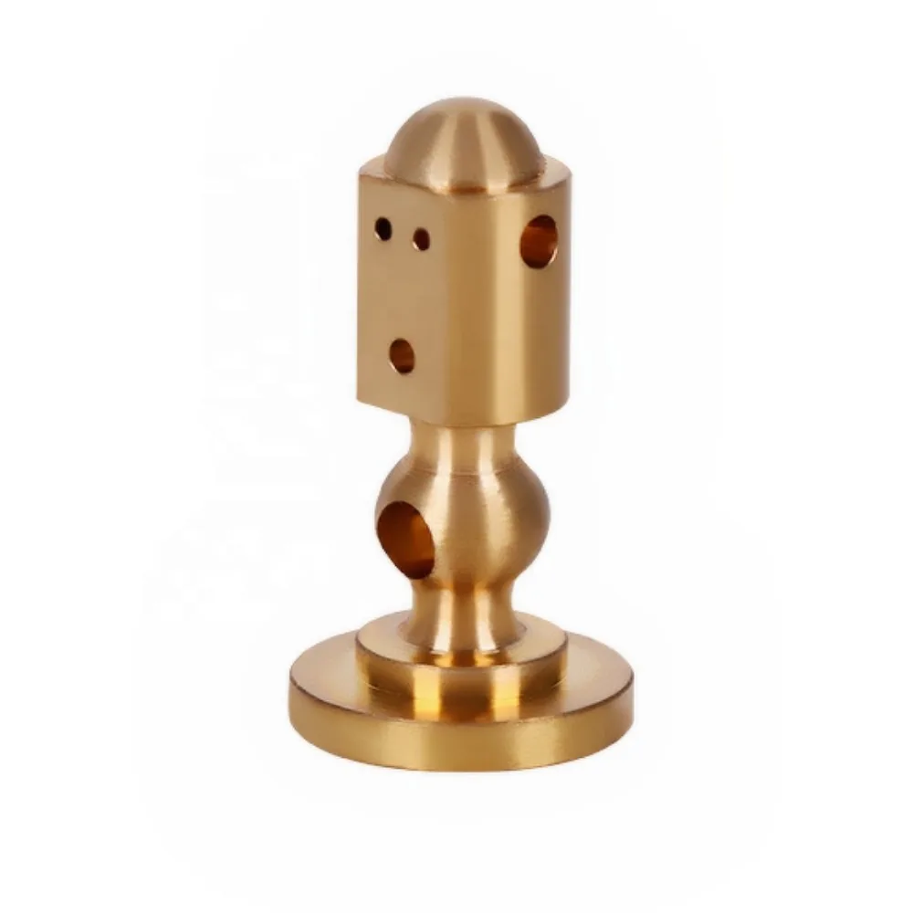 Brass contoured turn-mill component with radial holes and curved profile