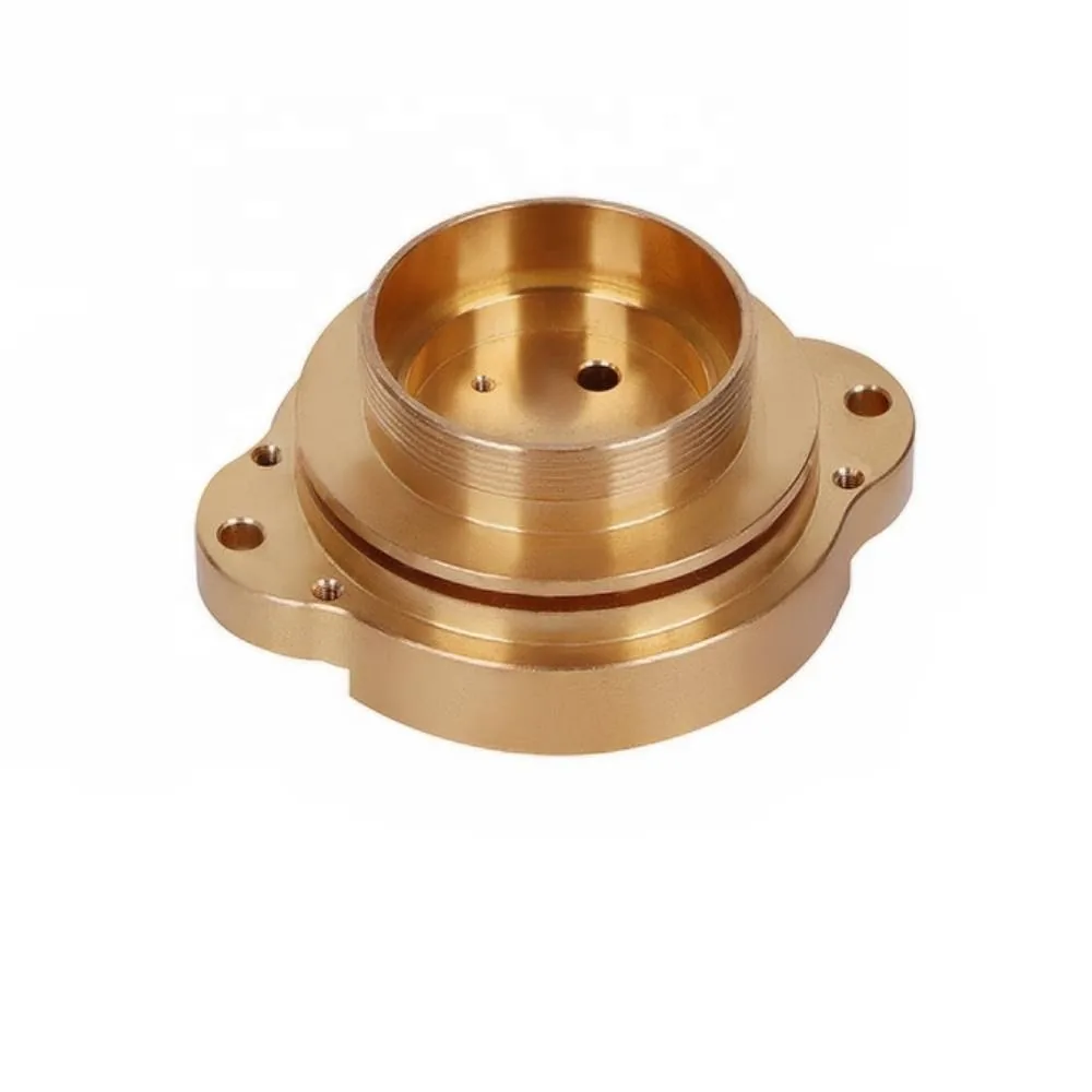 Brass turn-mill flanged threaded component with bolt holes