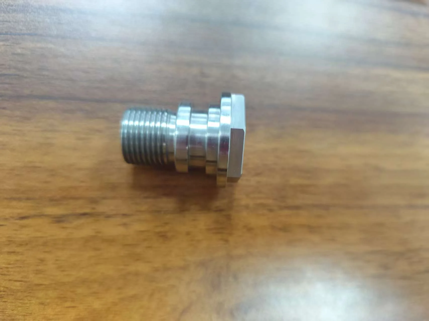 Precision CNC turned 45# steel component with external and internal threads