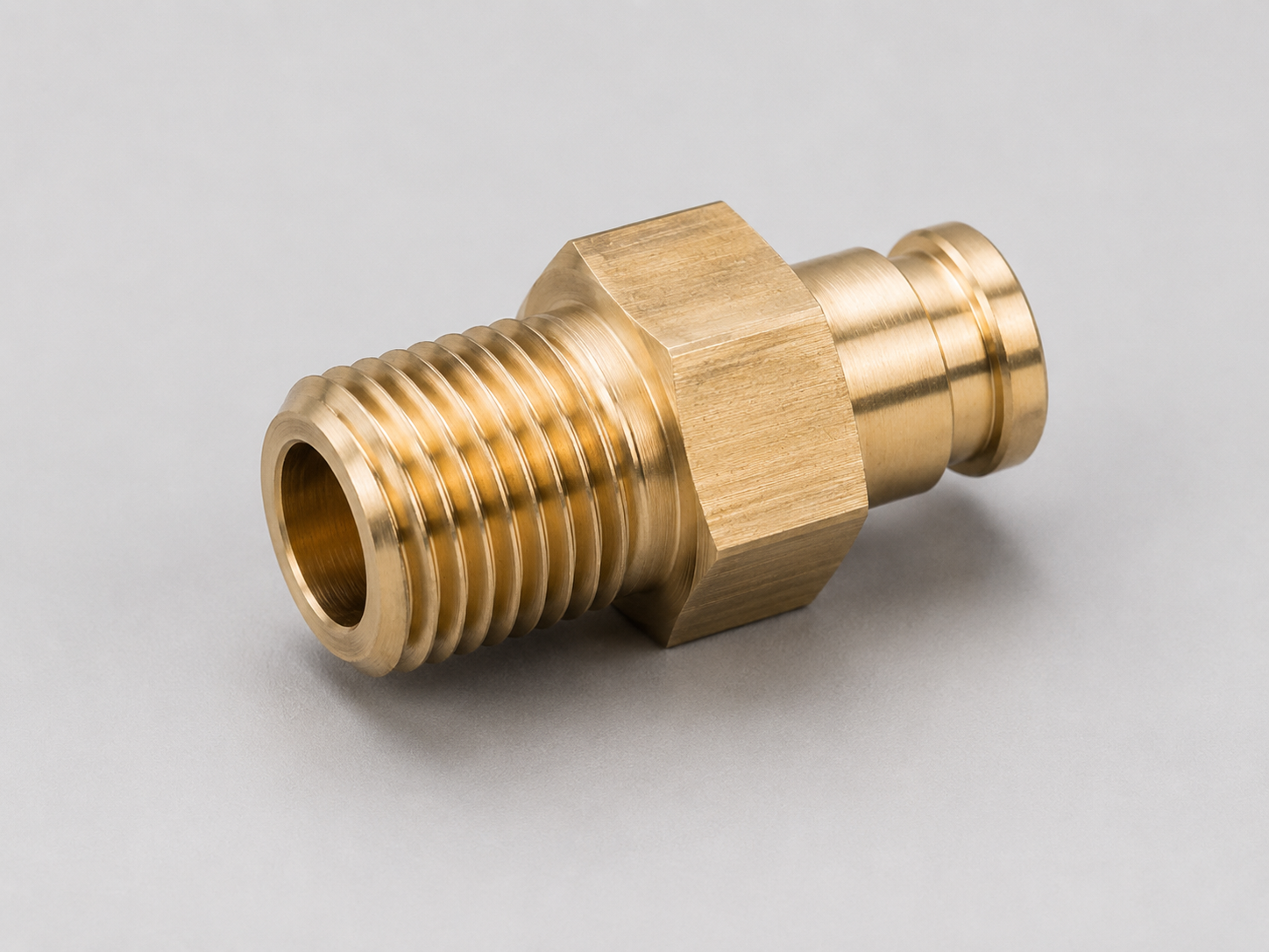Brass CNC machined adapter and fitting component